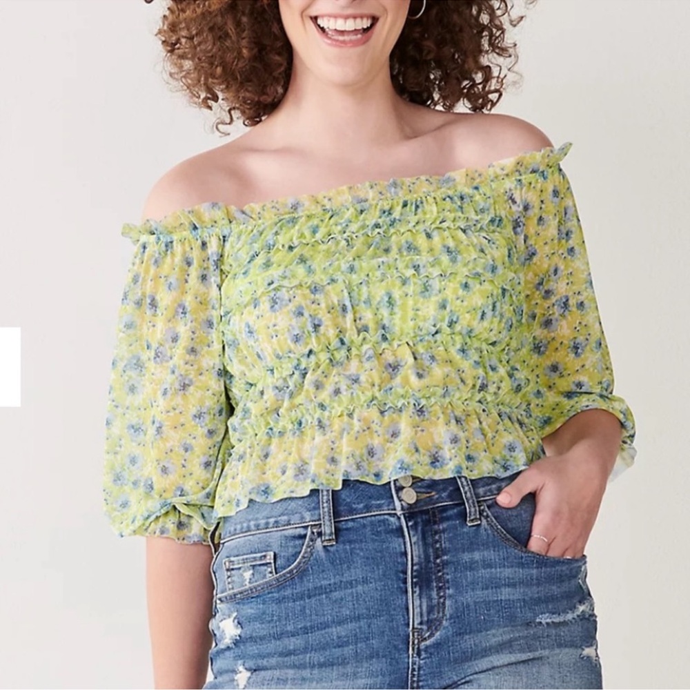 SO® Mesh Gathered Ruffled Floral Women’s Junior✨